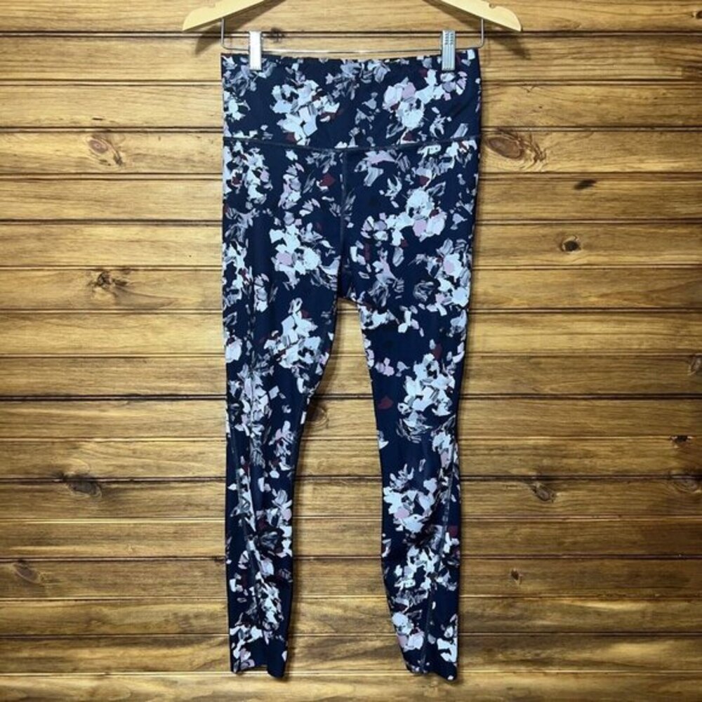 Athleta Leggings Womens Size Small Challenge Bloom Midnight Madness Navy Blue